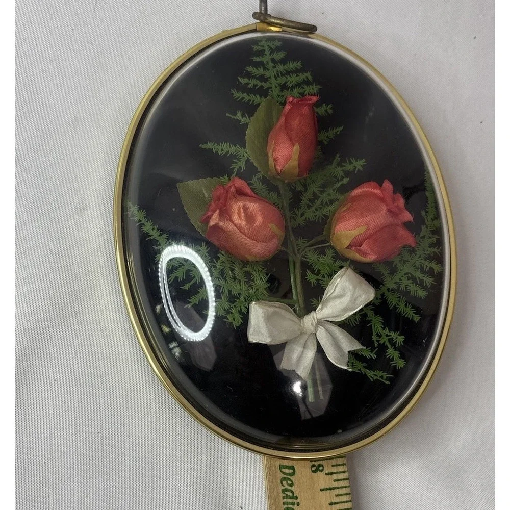 Bubble Convex Frame Vintage Preserved Rose Arrangement With Bow